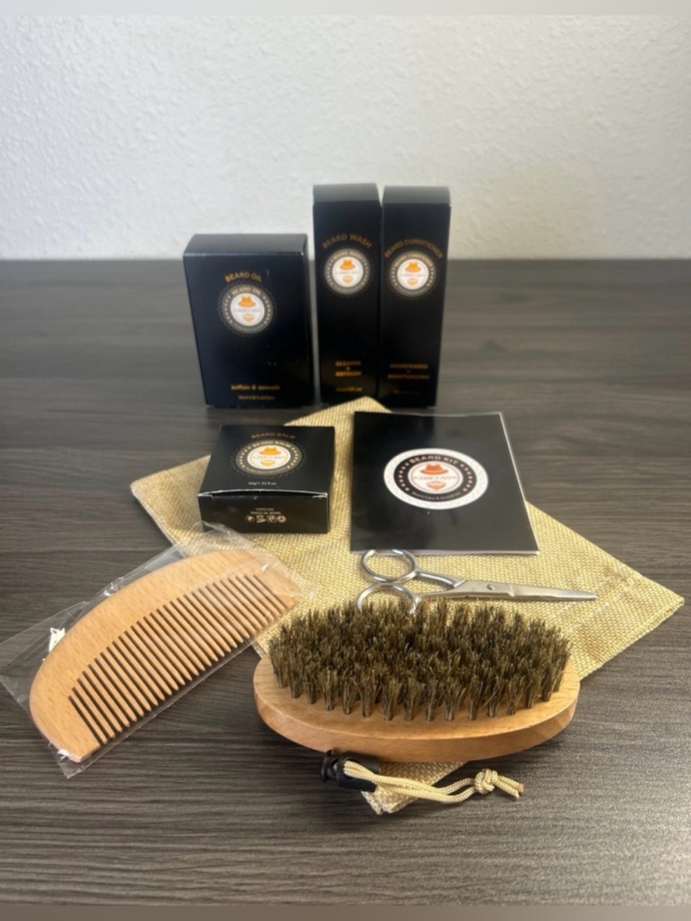 The Beard Man Xikezan Beard Care & Growth Grooming Kit New W/ Bush Comb Scissors